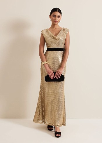 Phase Eight Jamae Gold Sequin Dress Gold Canada | IKYUBH-182